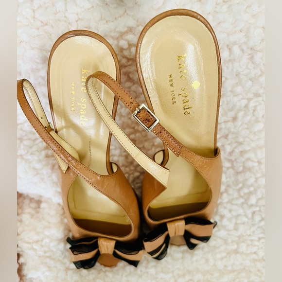Women’s Size 8 Kate Spade Leather Slingback Heels w/ Bow & Peep toe - Picture 5 of 7